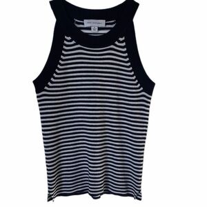 Free Assembly Black and White Ribbed Striped Racerback Tank Size S